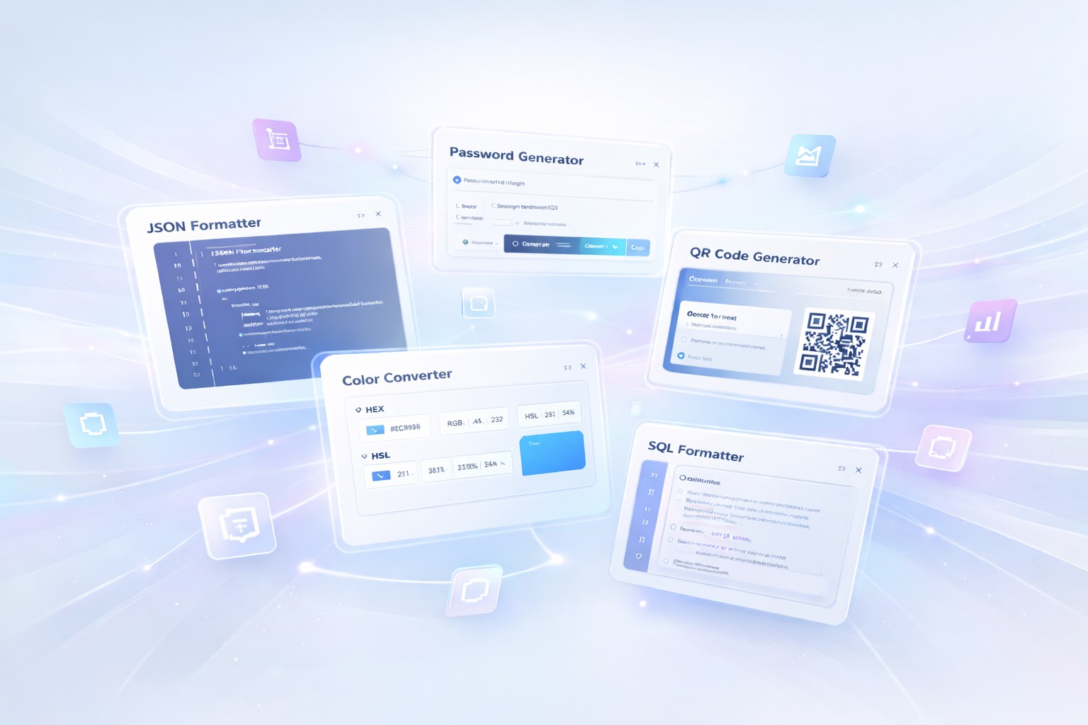 Kitpace Tools Preview - JSON Formatter, Password Generator, QR Code Generator, Color Converter, SQL Formatter
